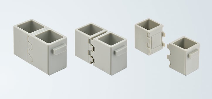 Han-Modular® Domino Modules - Single cubes are joined via keyways to form Domino module as required